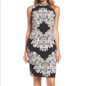 Adrianna Papell lace print sheath dress